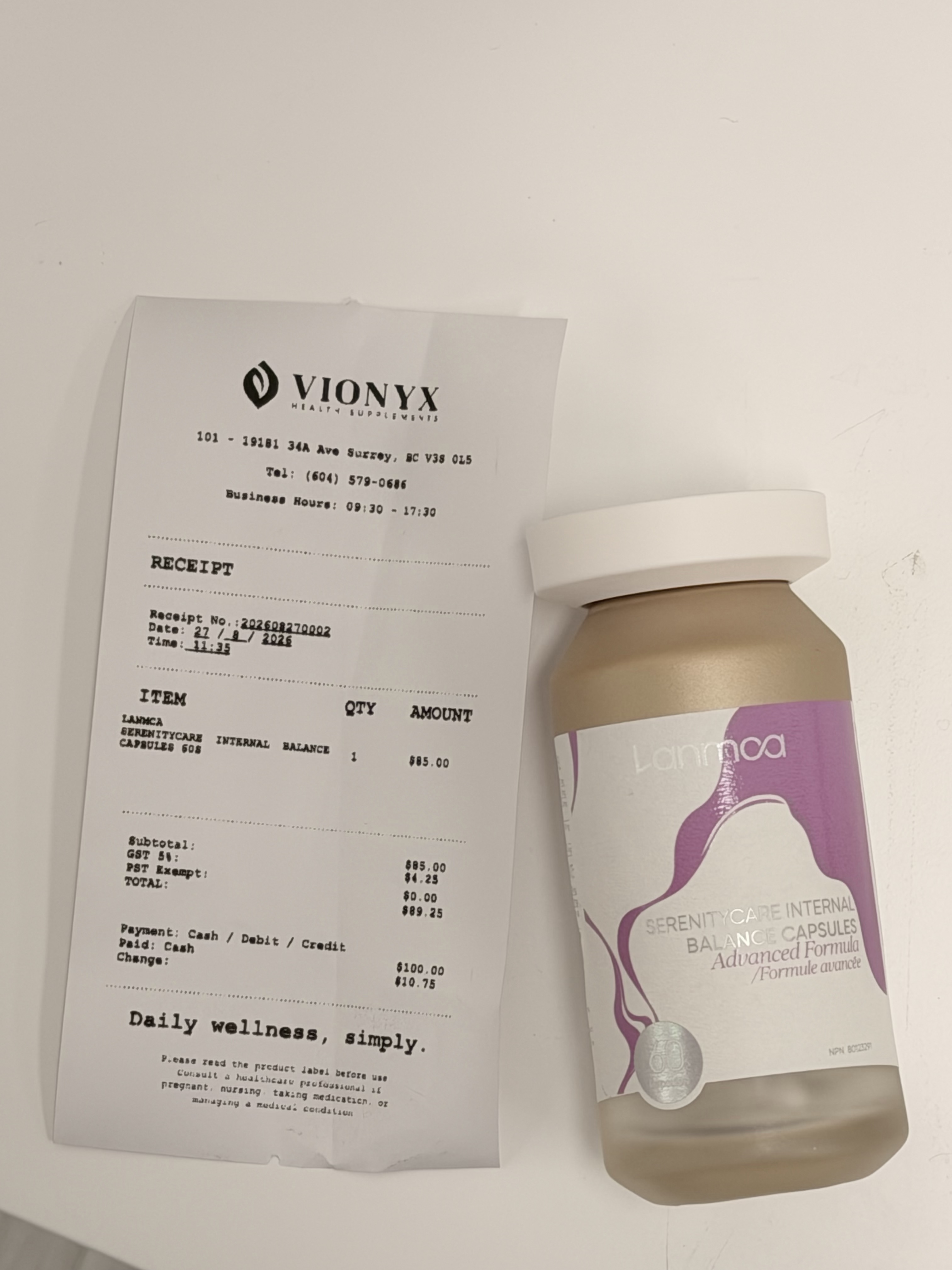 VIONYX HEALTH SUPPLEMENTS 购买记录与 LANMCA 产品（1）